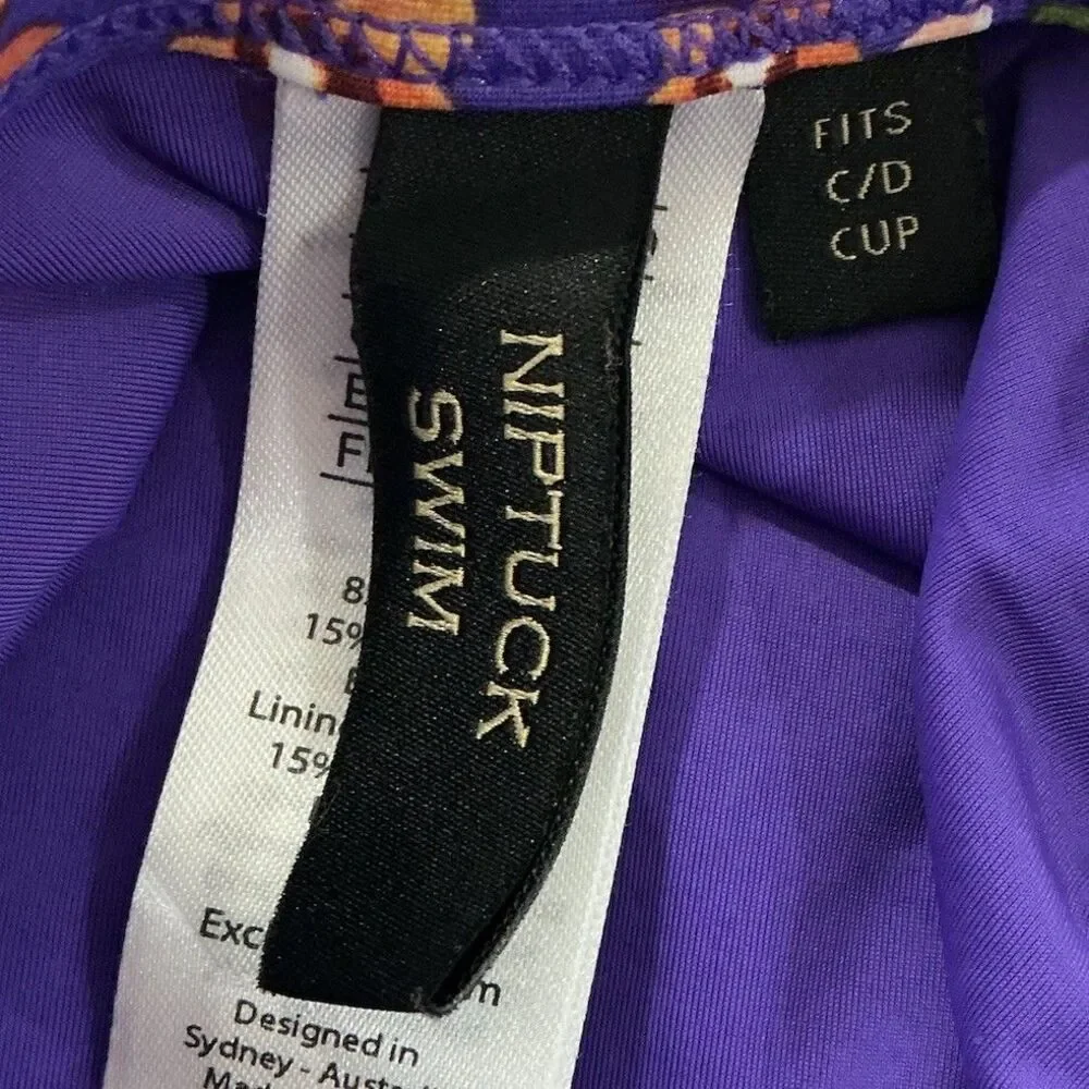 Nip Tuck Swimsuit Floral  Purple One Piece C/D Fit Cup Size 6 Swim Wear Slimming - Picture 6 of 14